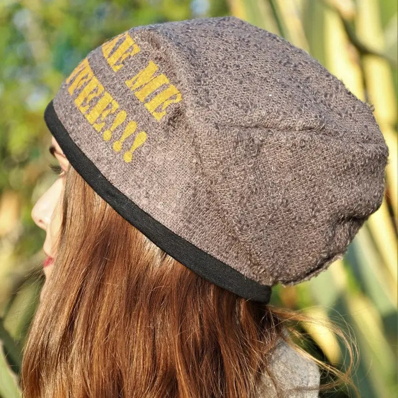 Make Me Coffee!!! In Fine Wool, Lined In Bamboo / Viscose  - Beanie. FF