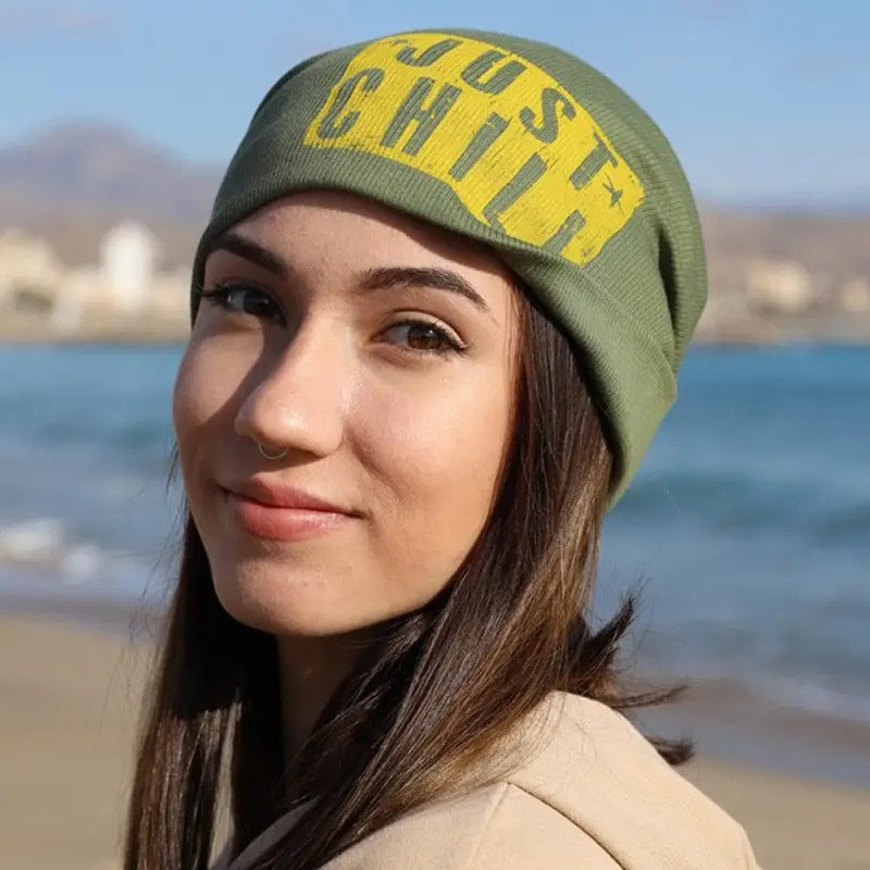 JUST CHILL Cotton Ribbed, Doubled Women's Beanie Cap - FF