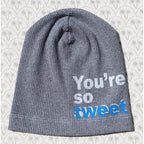 You're so Tweet Sweet- Gray Melange Cotton Ribbed beanie - FF