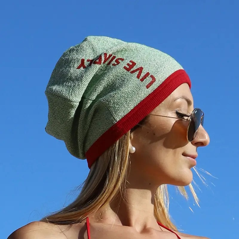 LIVE SIMPLY Reversed Cotton Sweatshirt Printed Women's Beanie Cap - FF