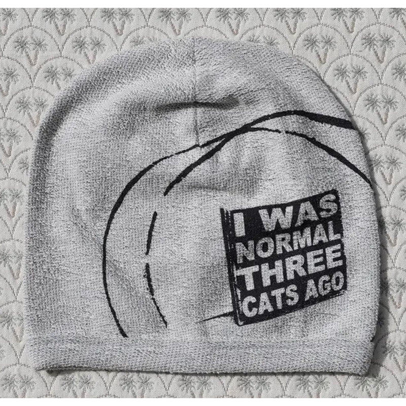 I was Normal three cats ago Women's Beanie In Inverted Sweatshirt Fabric  - FF