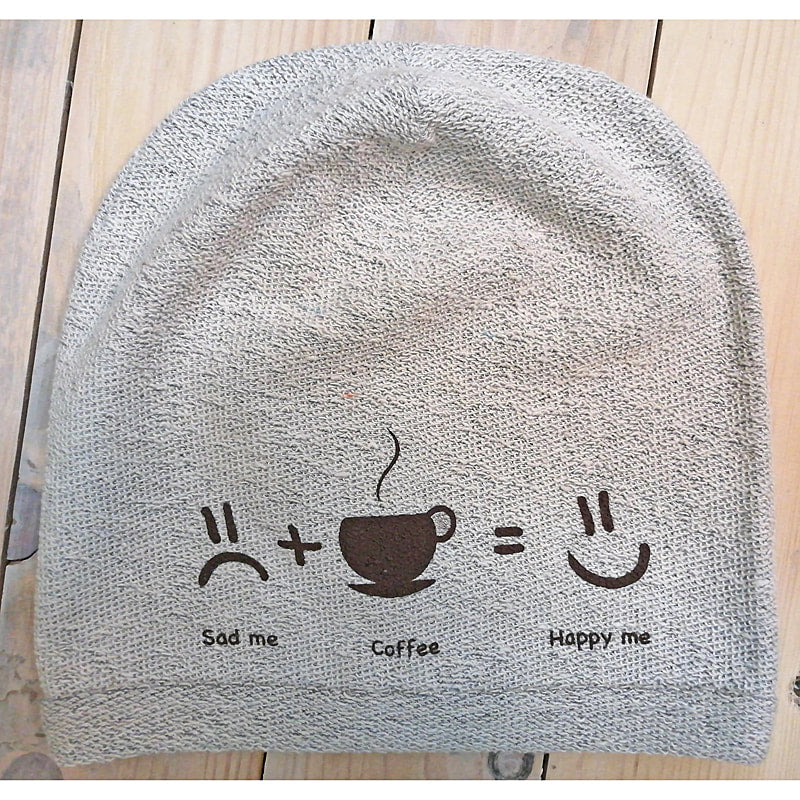 Sad Me + Coffee = Happy Me Inverted Sweatshirt Fabric Beanie - FF