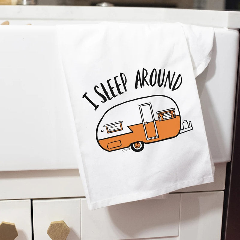 I Sleep Around - Hang Tight Cotton Towel with pull through loop - by Twisted Wares