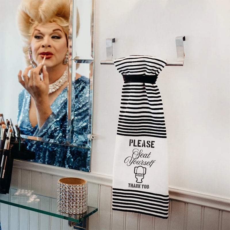Please Seat yourself.  Thank you. Hang tight Terry Towel from Twisted Wares
