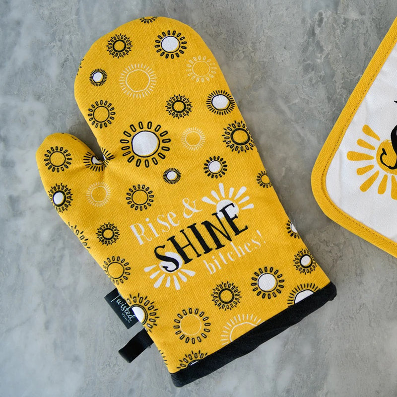 Rise & Shine Bitches oven mitt by Twisted Wares