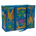 Koi Blue Q Shopping Bag Shoulder Tote - Eco  - Pocket, Zipper, folding