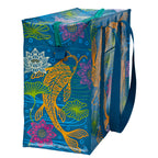 Koi Blue Q Shopping Bag Shoulder Tote - Eco  - Pocket, Zipper, folding
