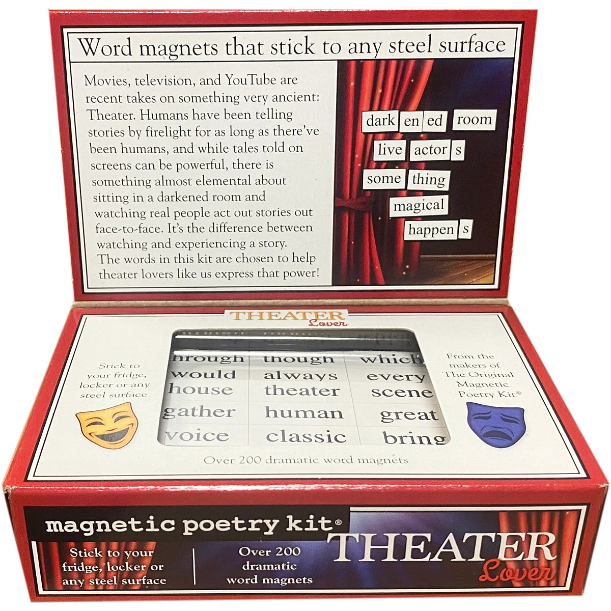 Theater lover themed Magnetic Poetry kit